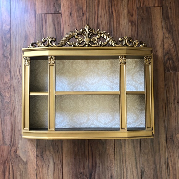 Vintage Syrocco 3602 Gold Shadowbox Wall Shelf